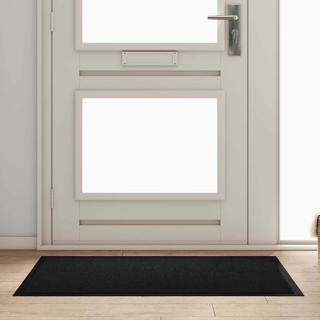 Vidaxl deurmat zwart 60 x 40 x 1.2 cm teddy stof