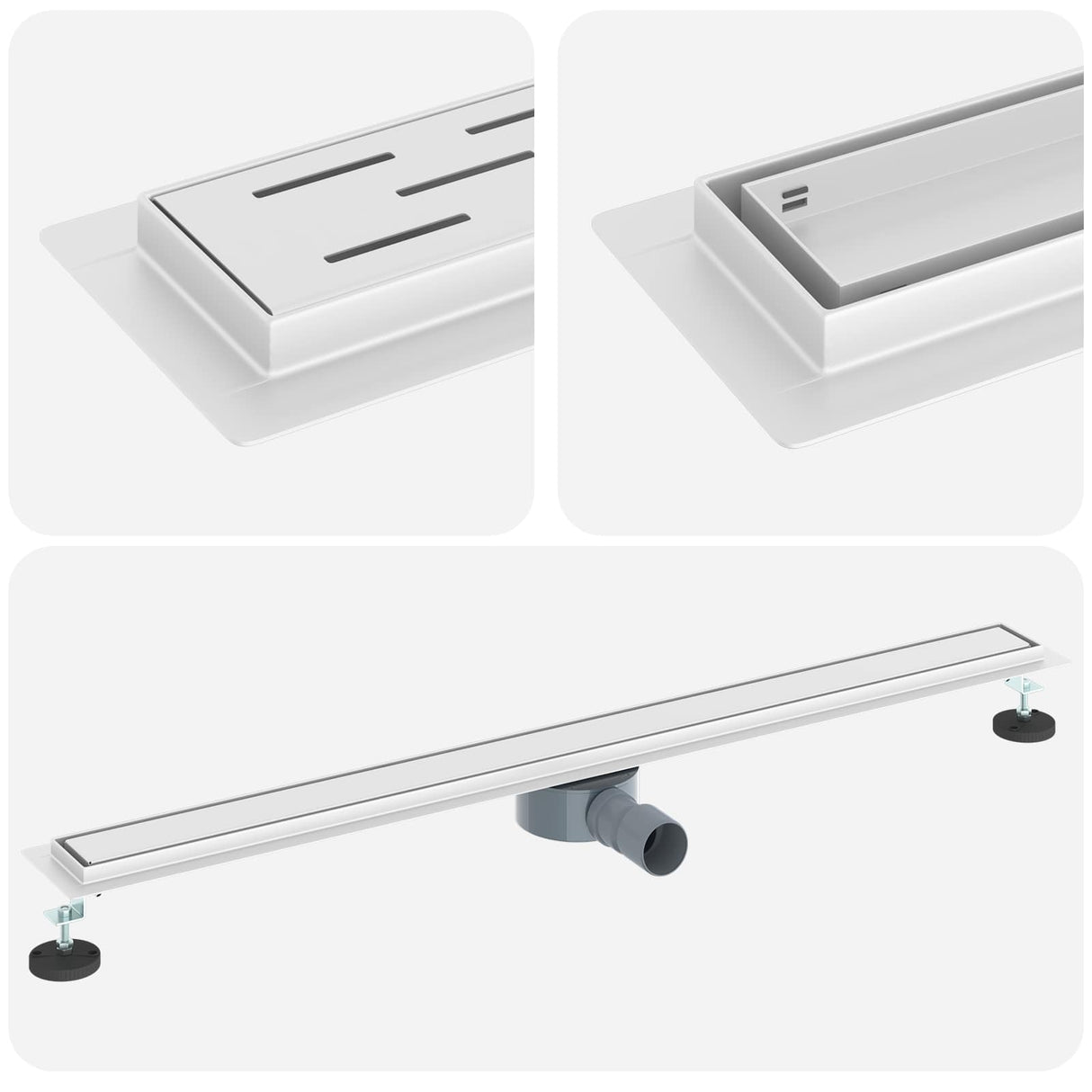 Vidaxl doucheafvoer 2-in-1 met 360° sifon zilver 100 cm