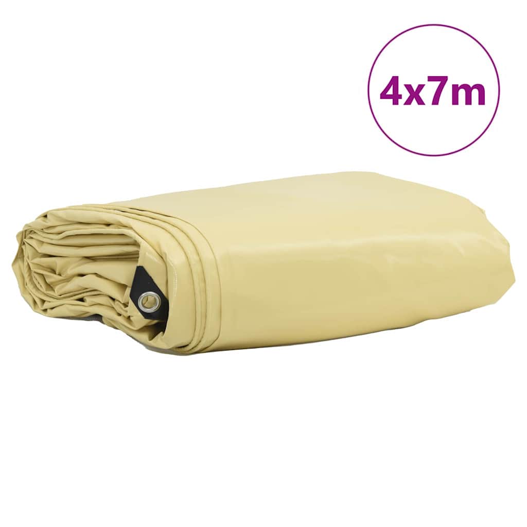 Vidaxl zeil 650g m² beige 4 x 7 m canvas met pvc-coating