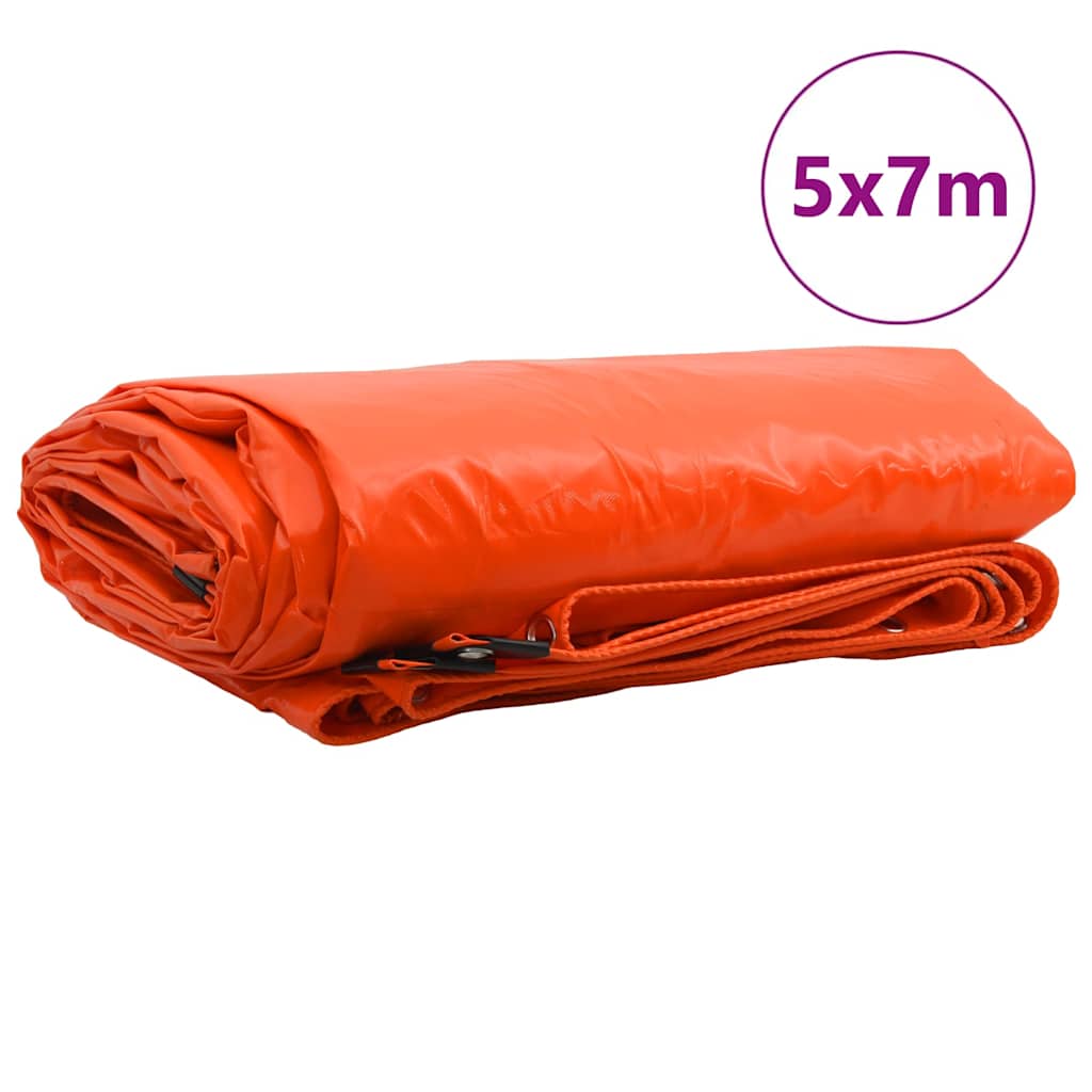 Vidaxl zeil 650g m² oranje 5 x 7 m canvas met pvc-coating
