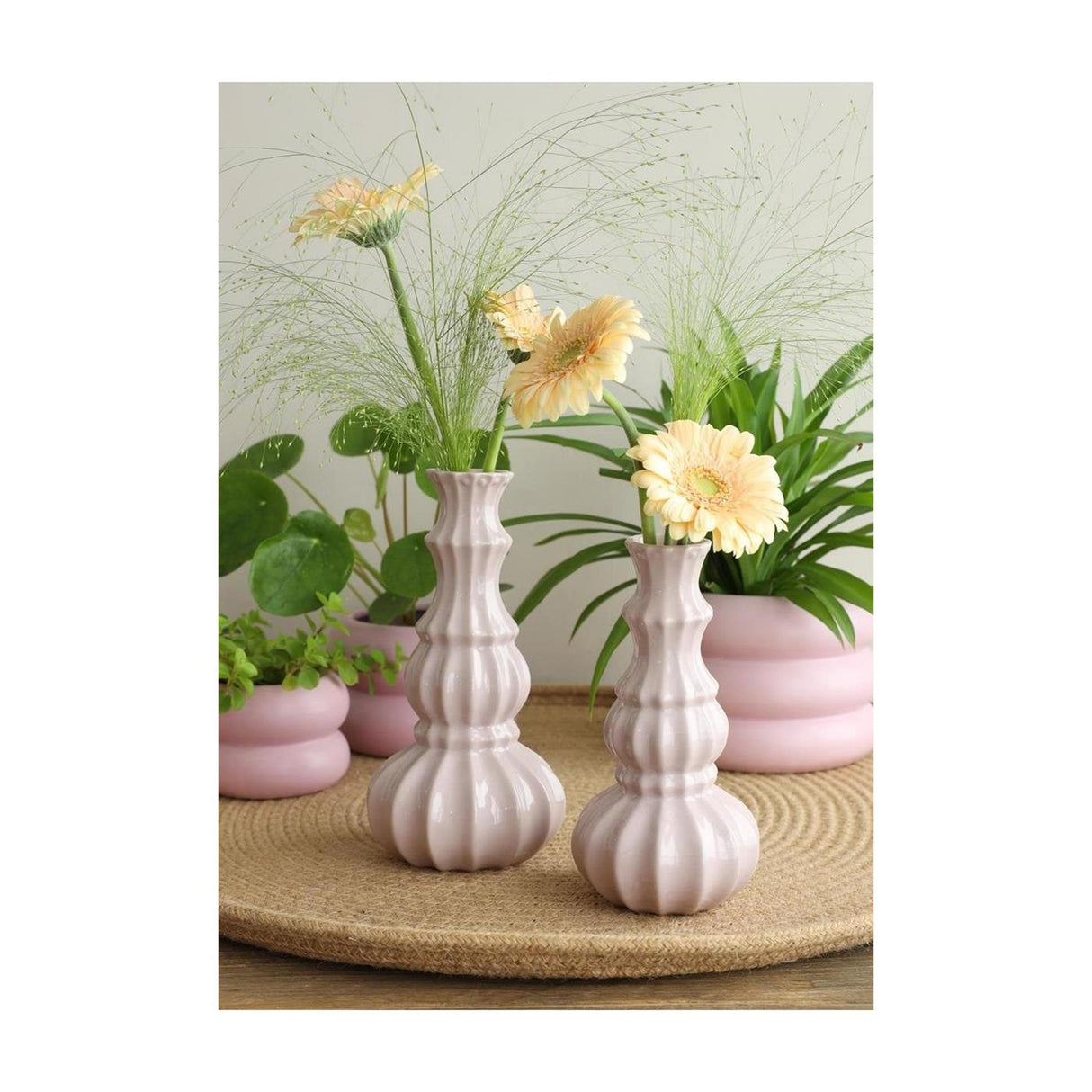 Idées 4 saisons vase delphi ø10,3xh20cm rose tendre