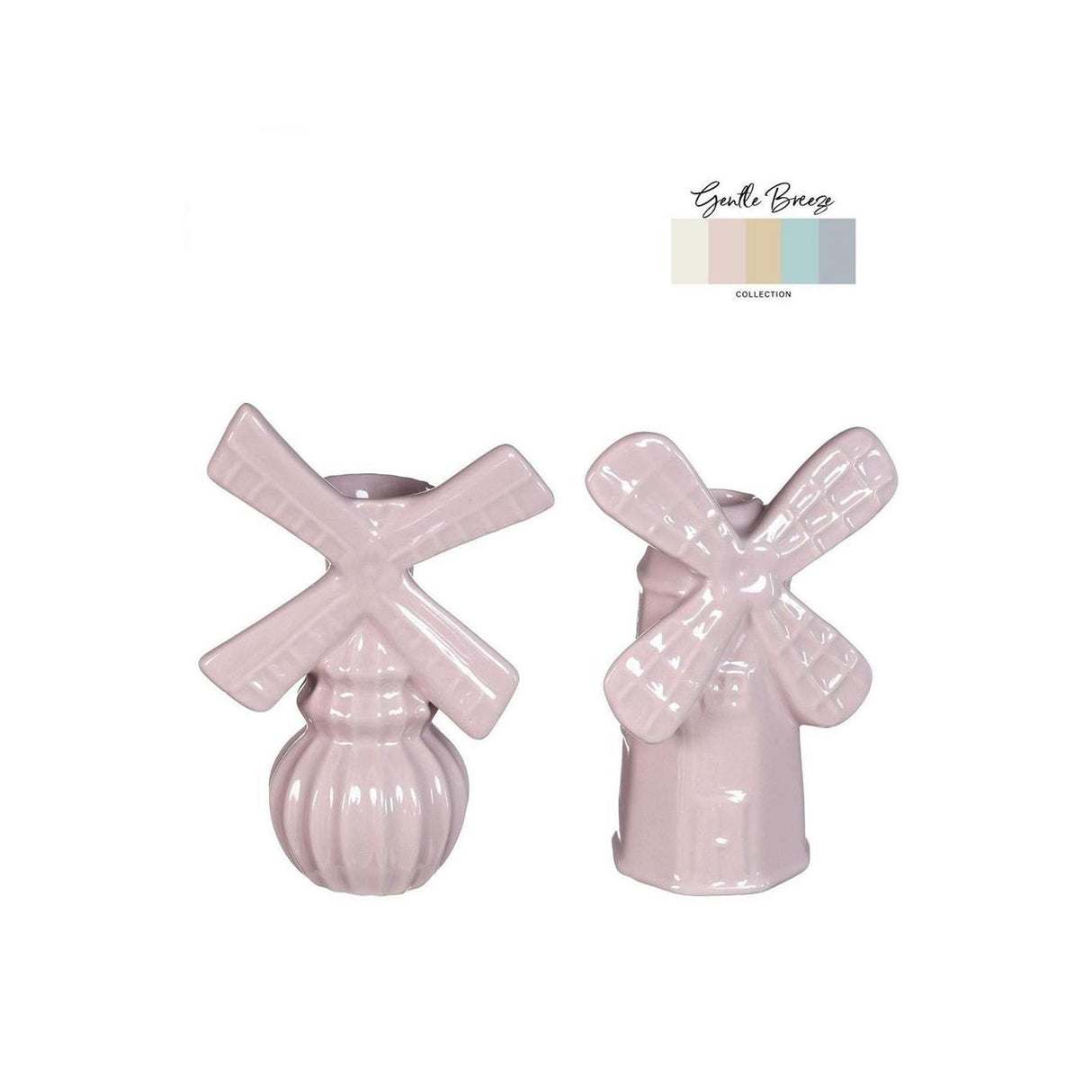Idées vase 4 saisons moulin à vent h15,5cm 2 culs rose tendre