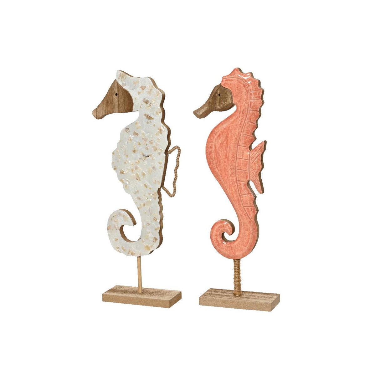 Decoris déco hippocampe sur socle en bois 5x13x34cm