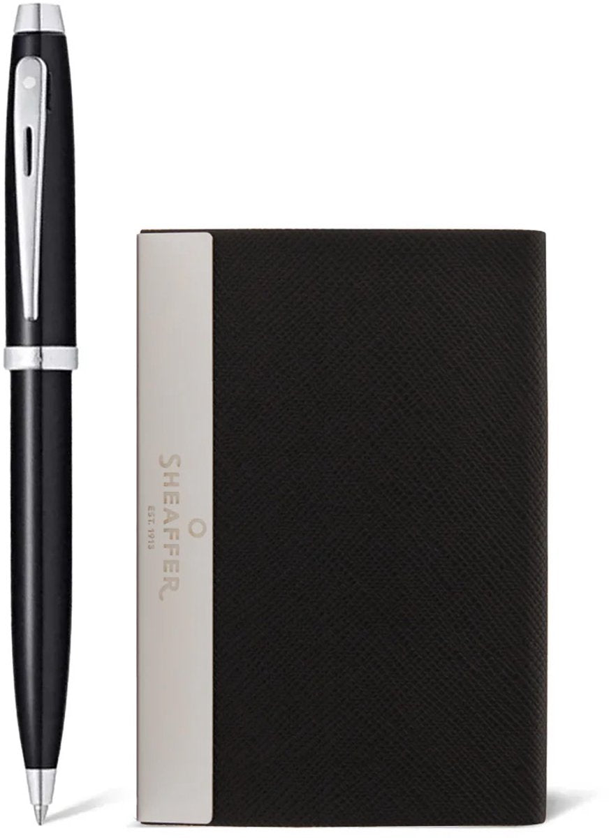 Coffret cadeau stylo à bille Sheaffer-100 g9338-laque noire brillante chromée-avec porte-carte de visite-sf-g2933851-3
