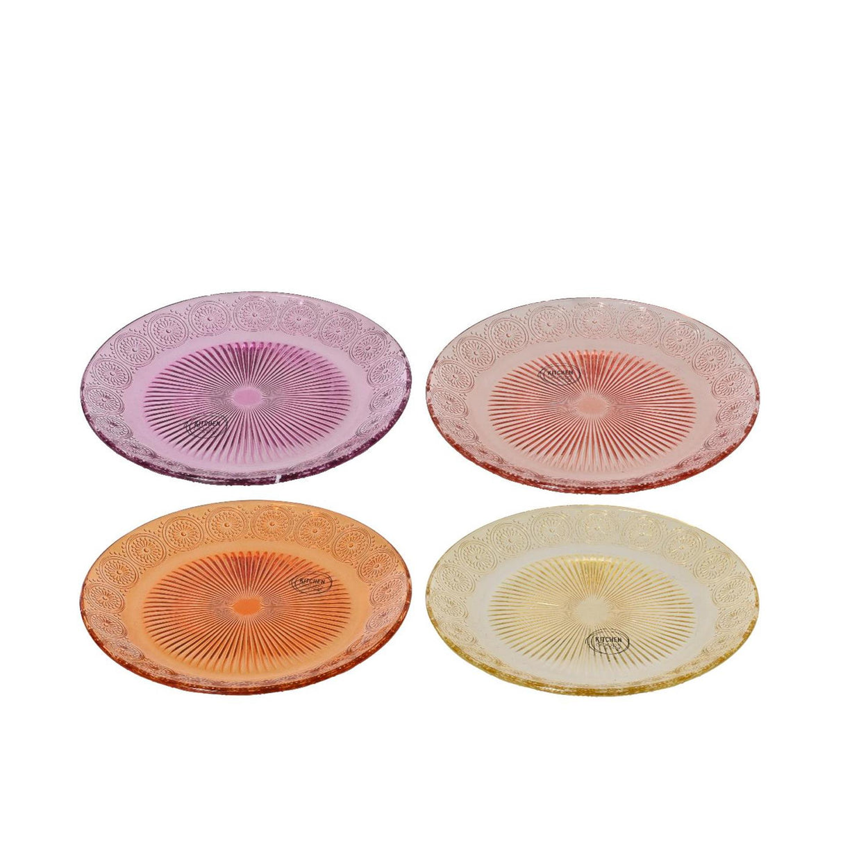 Decoris assiette plate verre ø25xh1,8cm 4 assortis