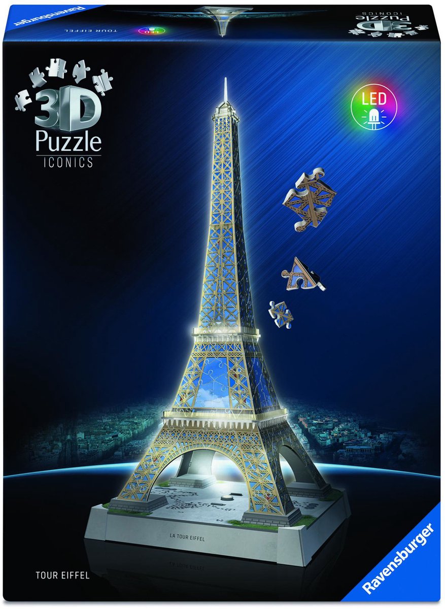Ravensburger Puzzle 3D iconiques Tour Eiffel - avec lumière - 243 pcs.