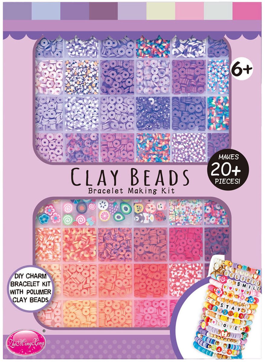 Jouets Lobbes, par exemple des perles en polymère dans des tons violet-rose