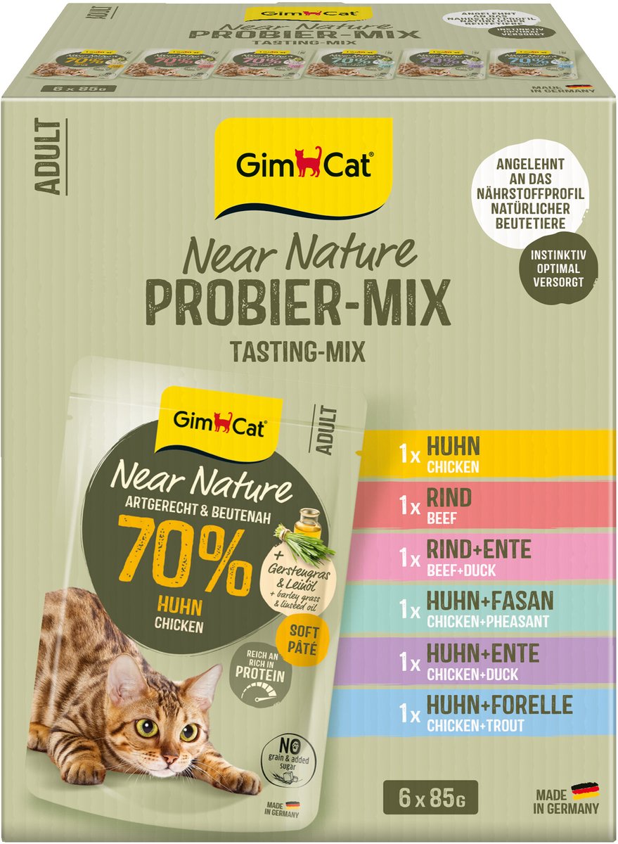 Gimcat near nature mix - nourriture pour chat - 6 x 85 gr - emballage mix
