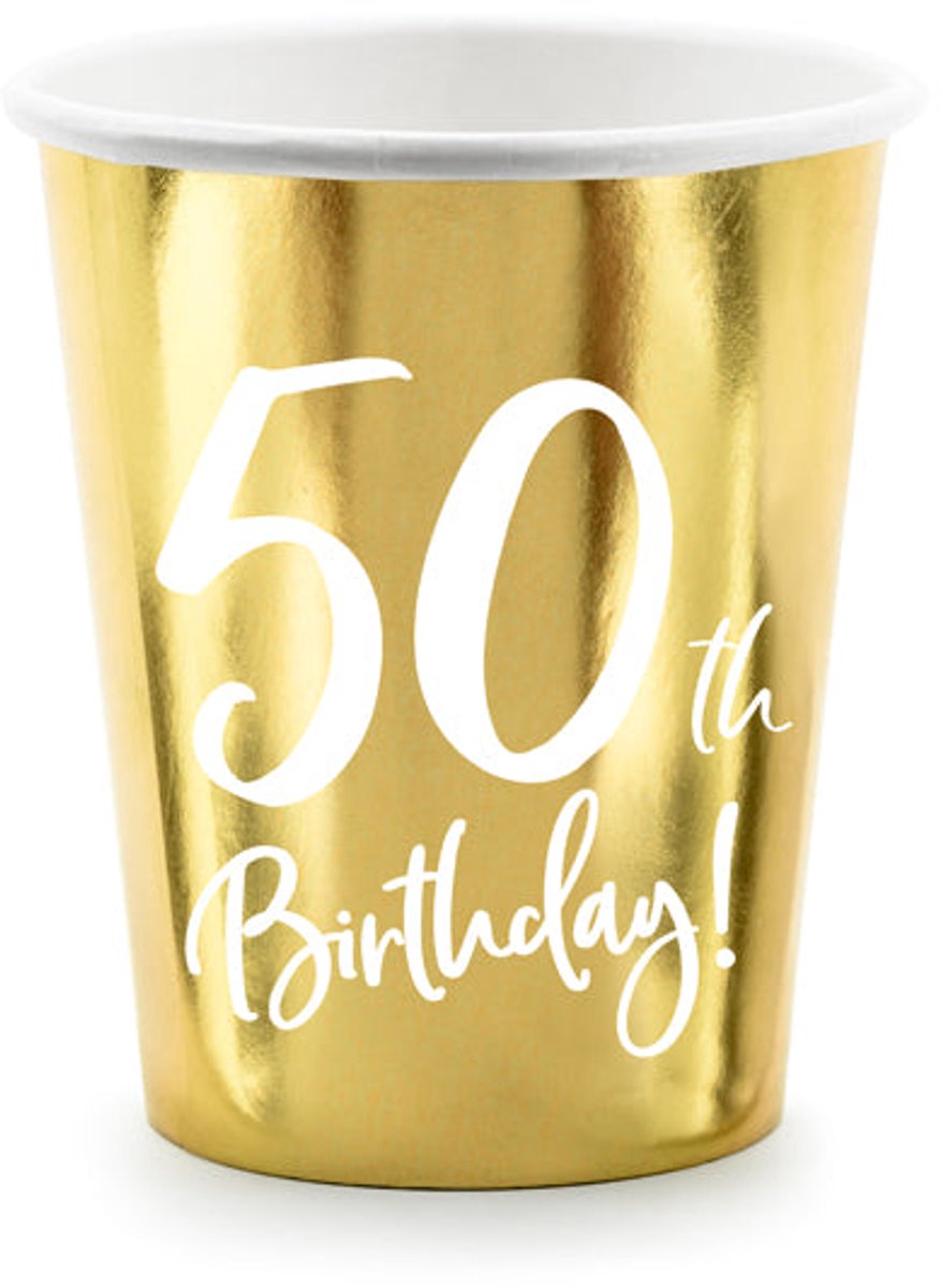 Partydeco 6 mugs brillants pour le 50ème anniversaire 220 ml