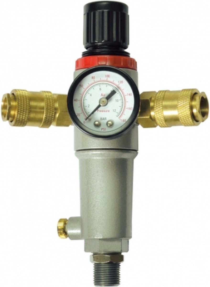 Régulateur de pression Stanley avec manomètre 152172xstn - filtre, régulateur de pression et manomètre - max. 10bar - lecture en bar psi - 3 4 m + 2 raccords rapides