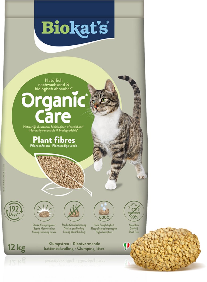 Fibres végétales de soin bio Biokat - 12 kg - litière pour chat - agglomérante - sans odeur