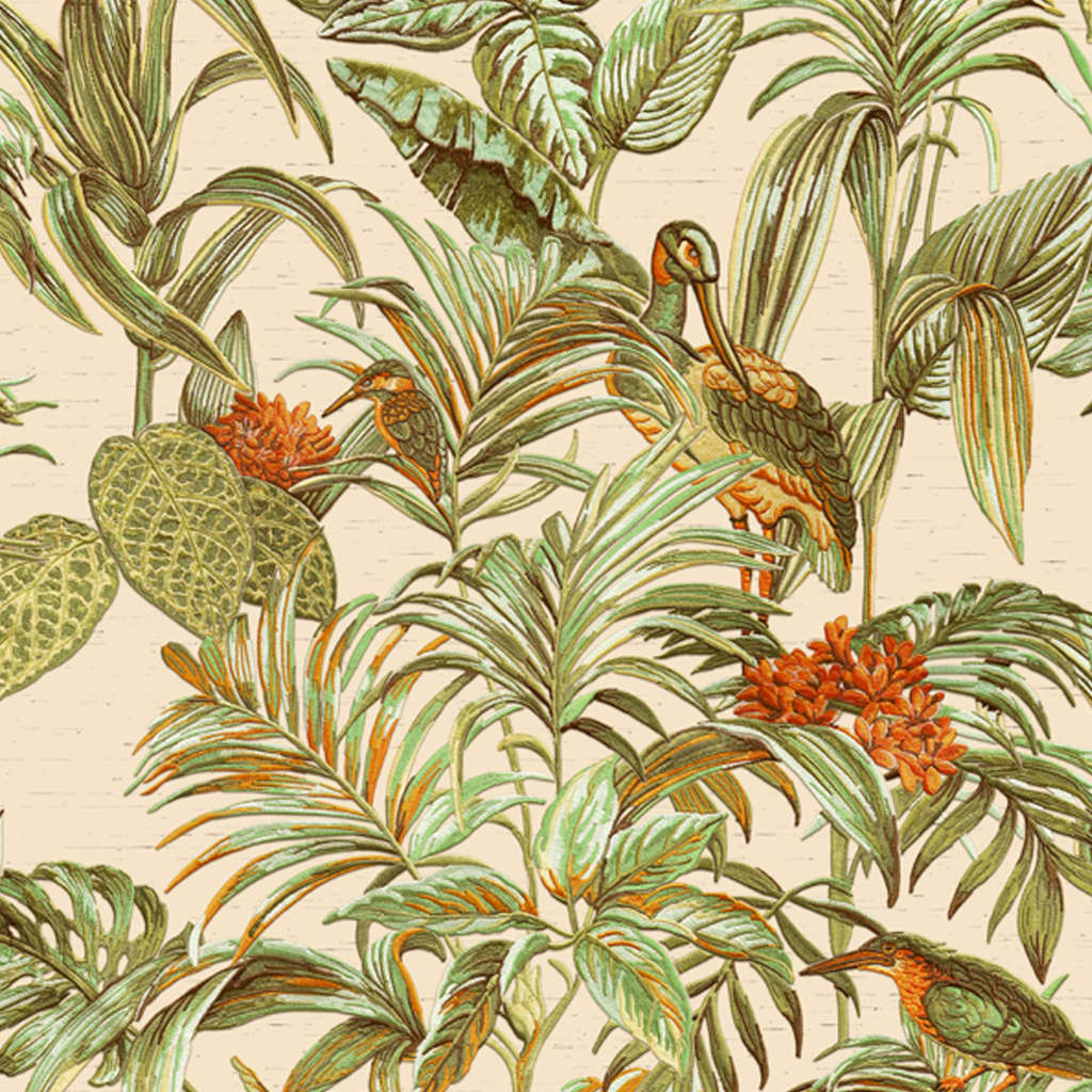 Papier peint Dutch wallcoverings oiseau de paradis vert