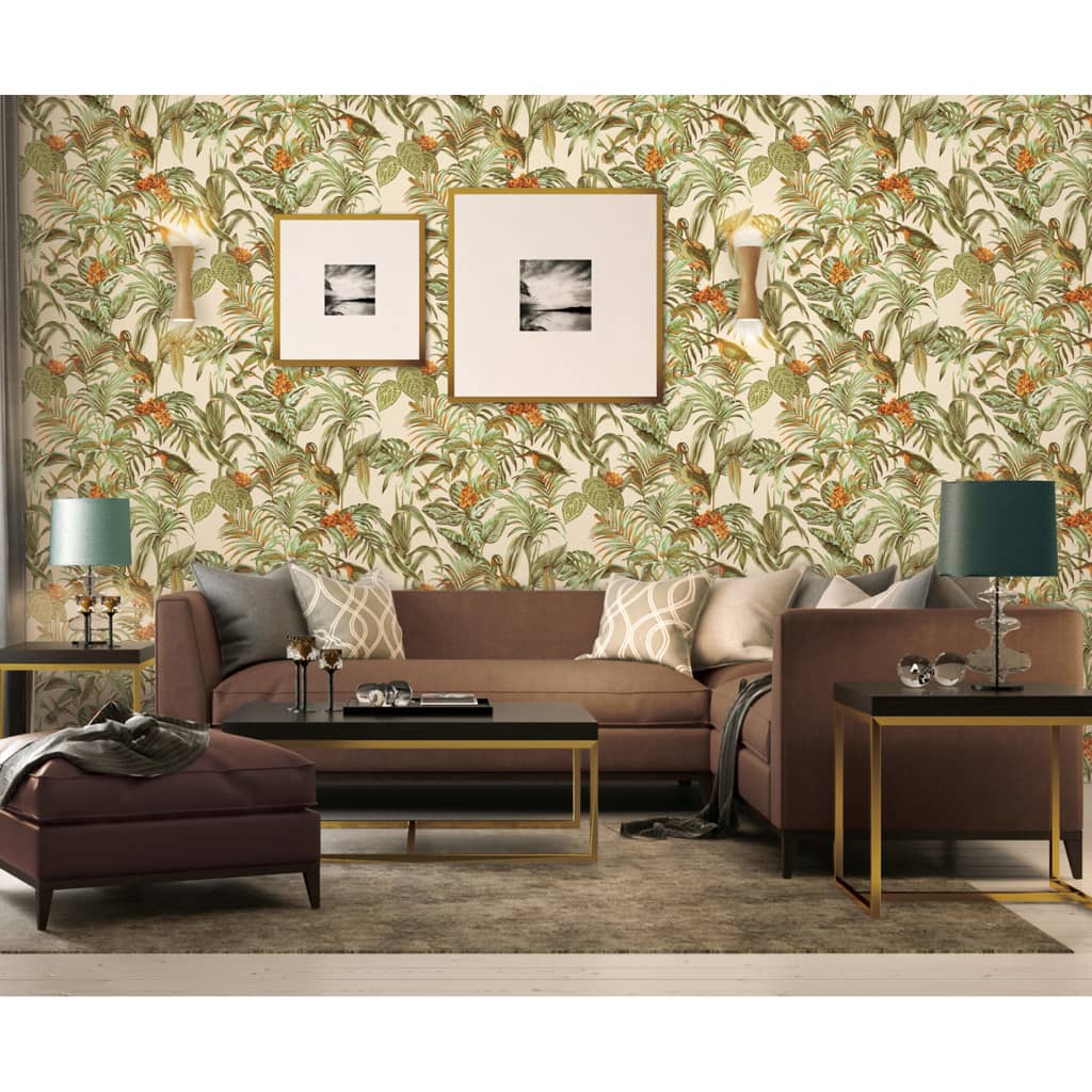 Papier peint Dutch wallcoverings oiseau de paradis vert