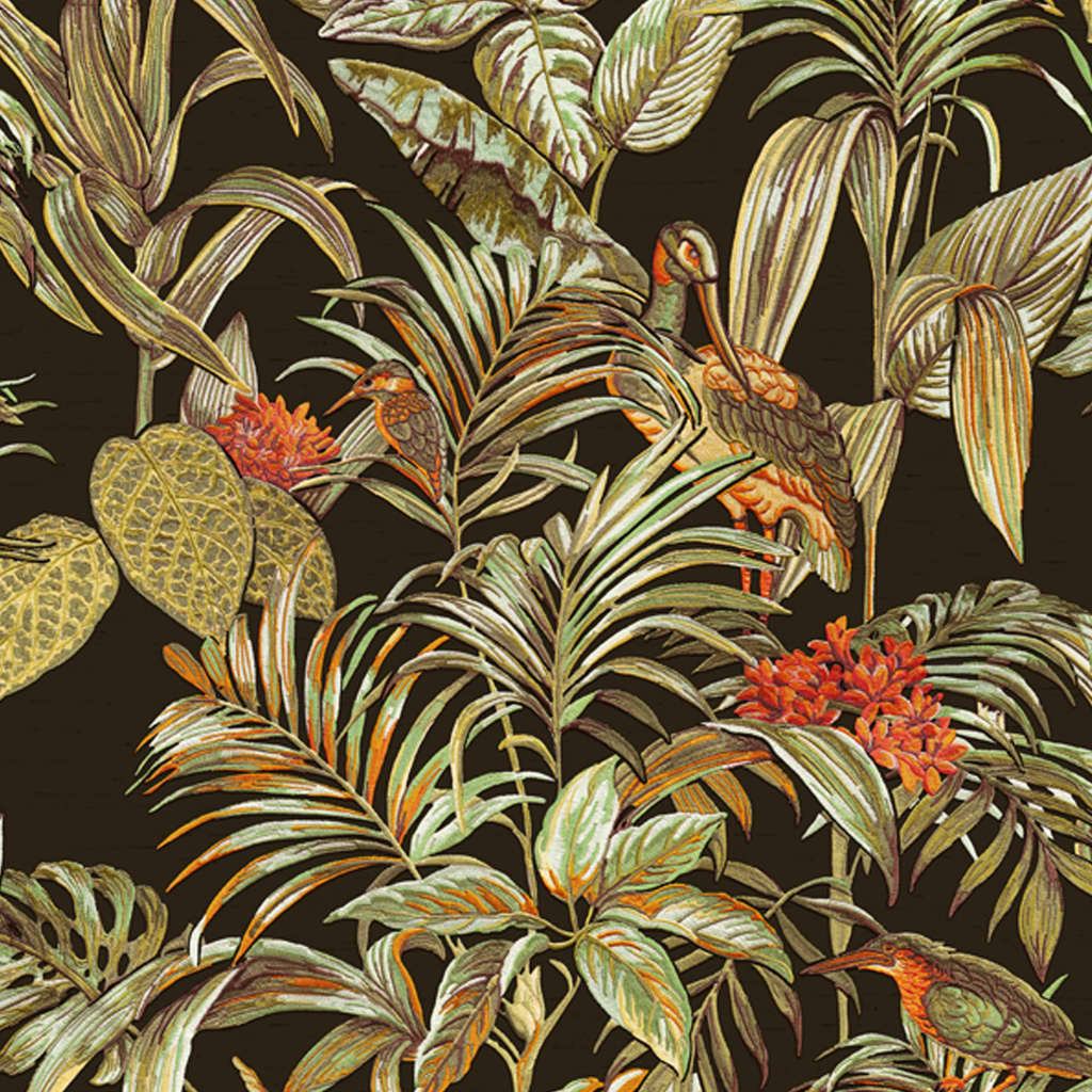 Papier peint Dutch wallcoverings oiseau de paradis noir