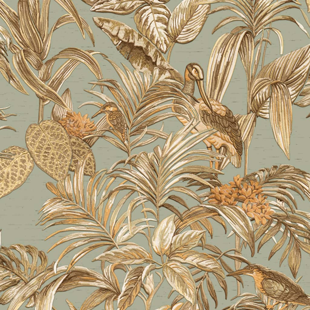 Papier peint Dutch wallcoverings oiseau de paradis bleu sarcelle