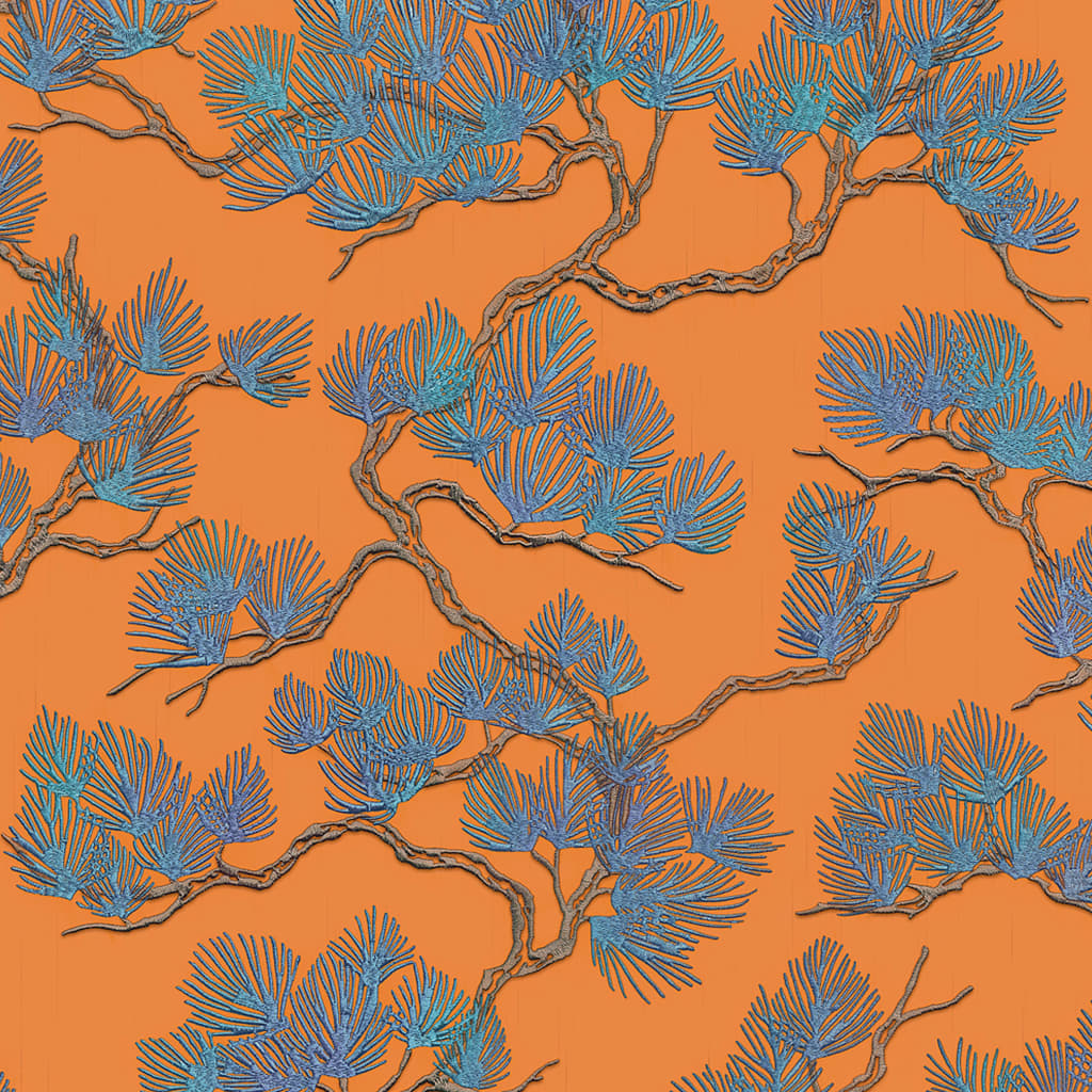 DUTCH WALLCOVERINGS DUTCH WALLCOVERINGS Papier peint Pin bleu et orange