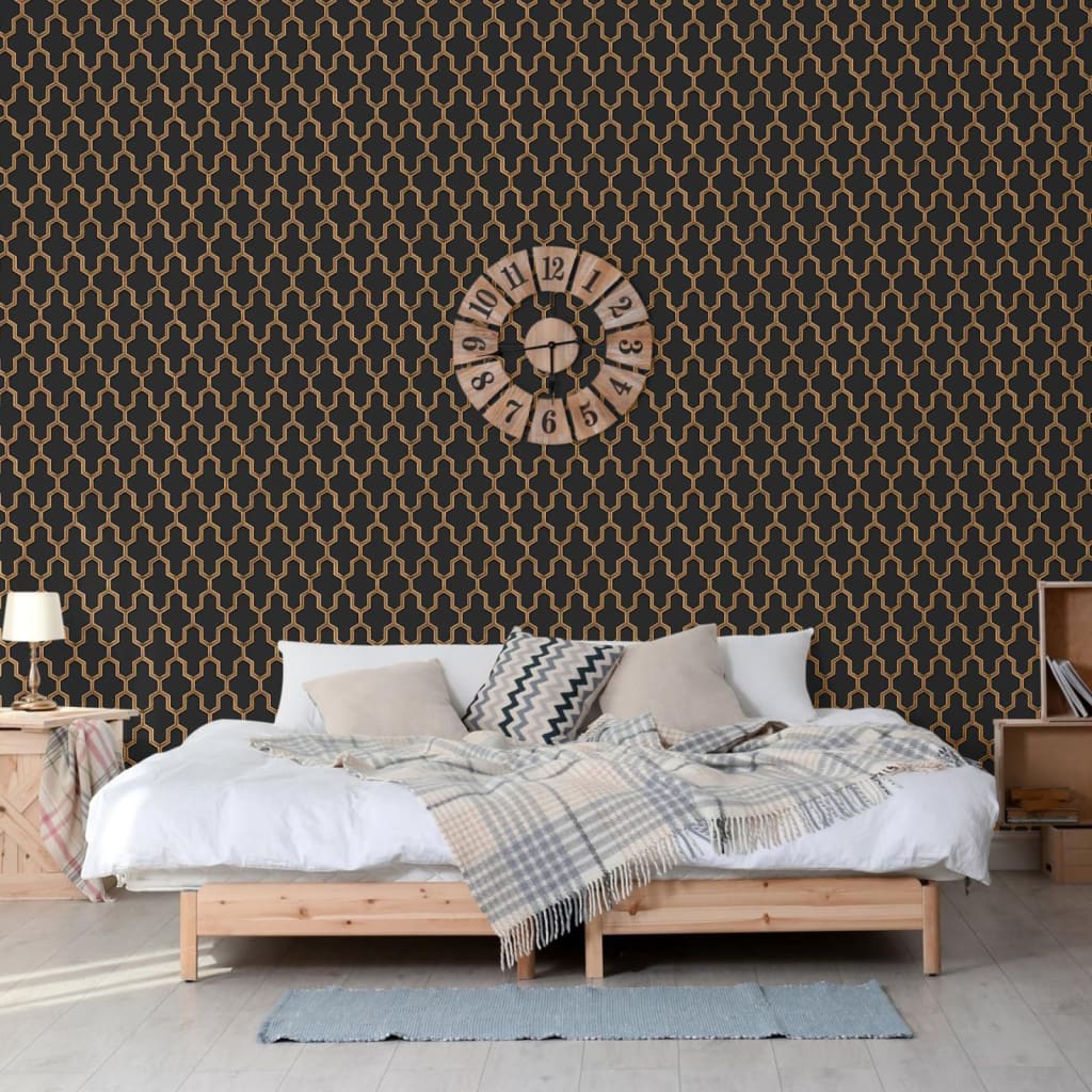 Papier peint Dutch wallcoverings géométrique noir et or