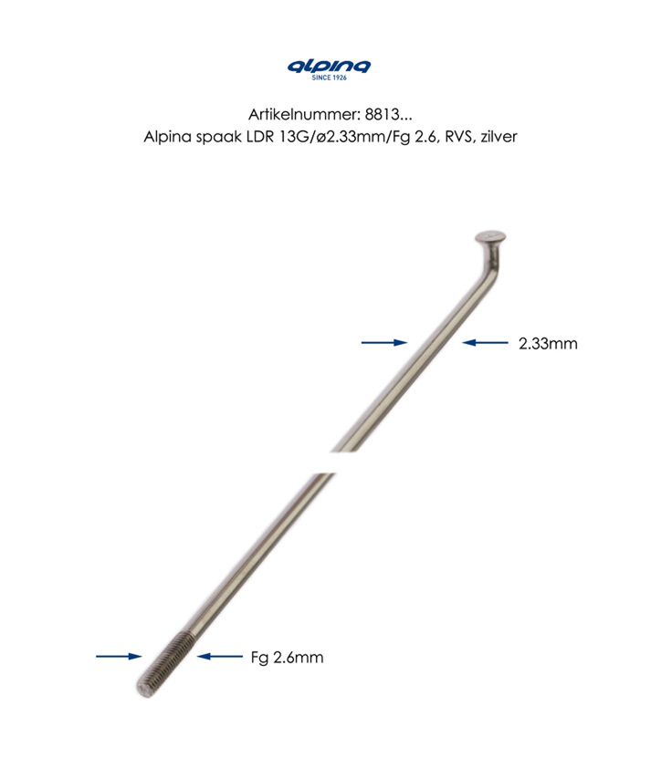 Rayons Alpina 13-292 en acier inoxydable, par 144