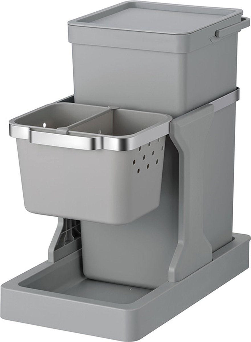 Poubelle Eko 20+4l gris déco encastrable