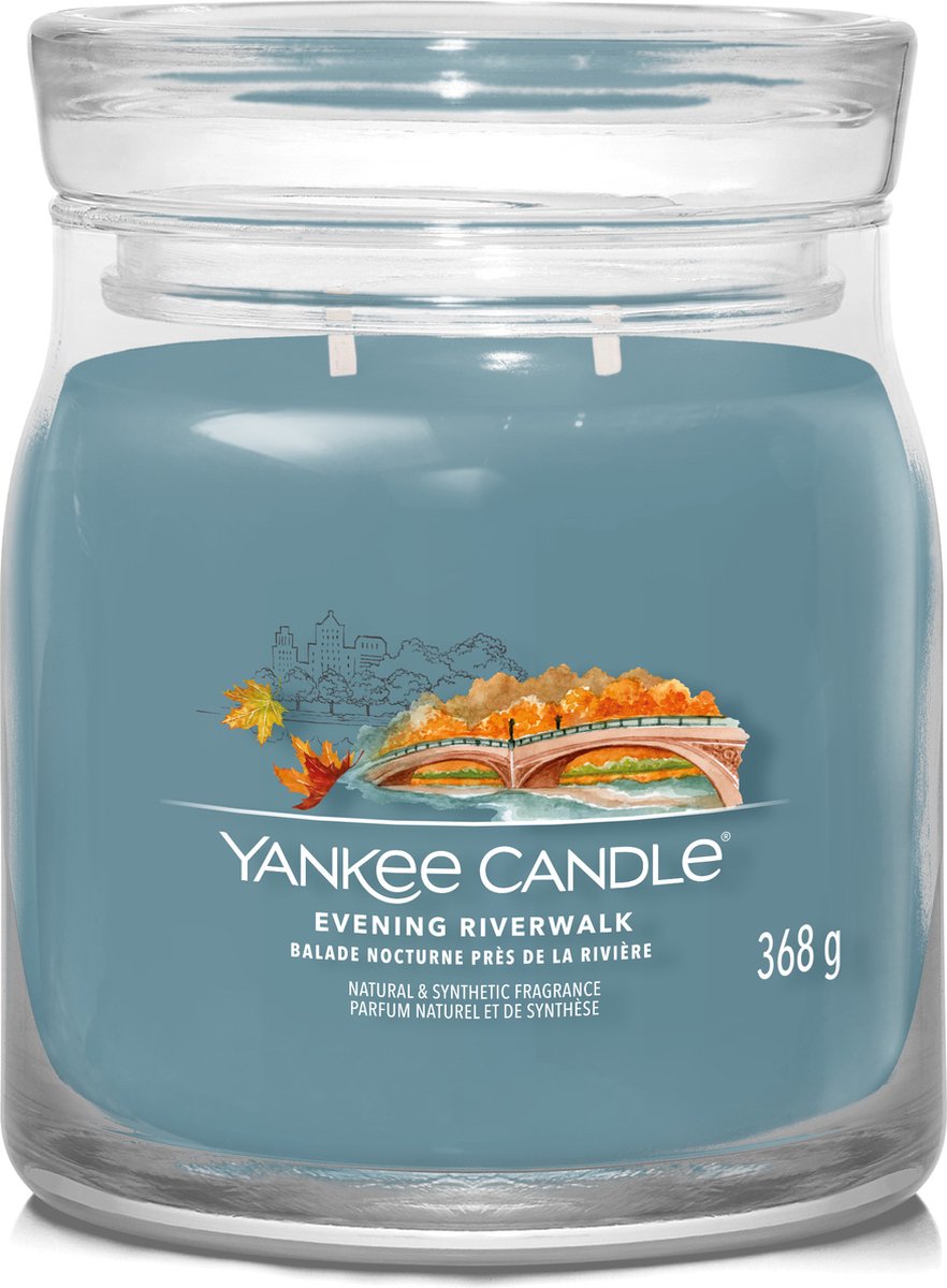 Bougie Yankee - bougie parfumée moyenne en soirée sur la rivière - 50 heures de combustion - 2 mèches