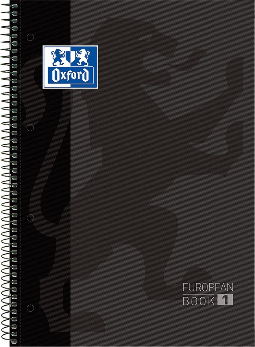 Livre européen d'Oxford school - cahier - bord coloré - a4+ - ligne - 80 feuilles - 4 trous - couverture rigide - noir