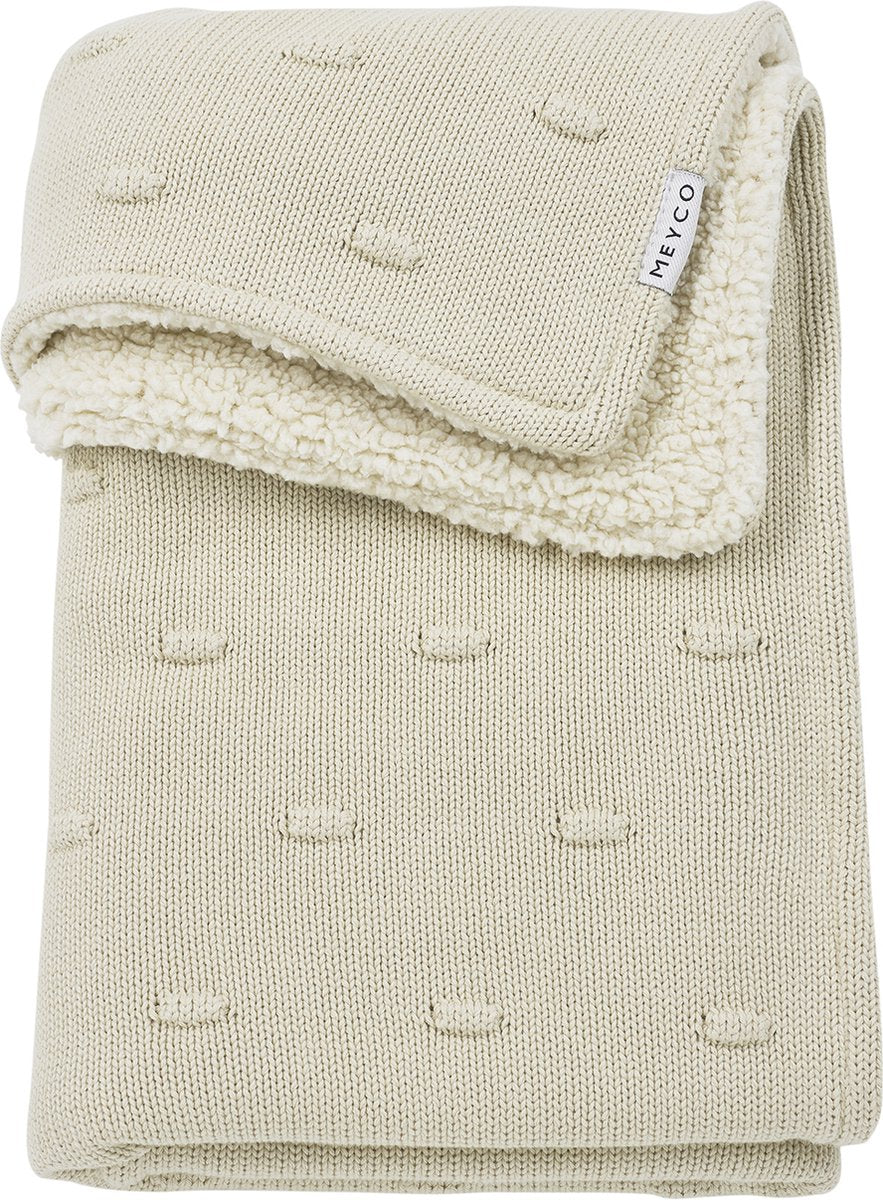 Meyco couverture de berceau en peluche avec nœuds pour bébé - sable doux - 75x100cm - 2,0 tog