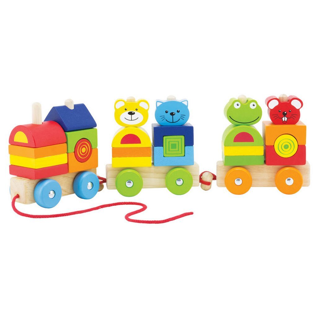 Train en blocs de bois Pintoy 4 amis
