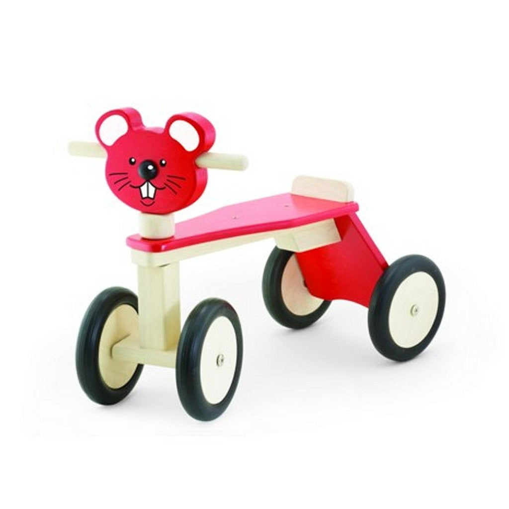 Pintoy pintoy souris en bois à 4 roues rouge