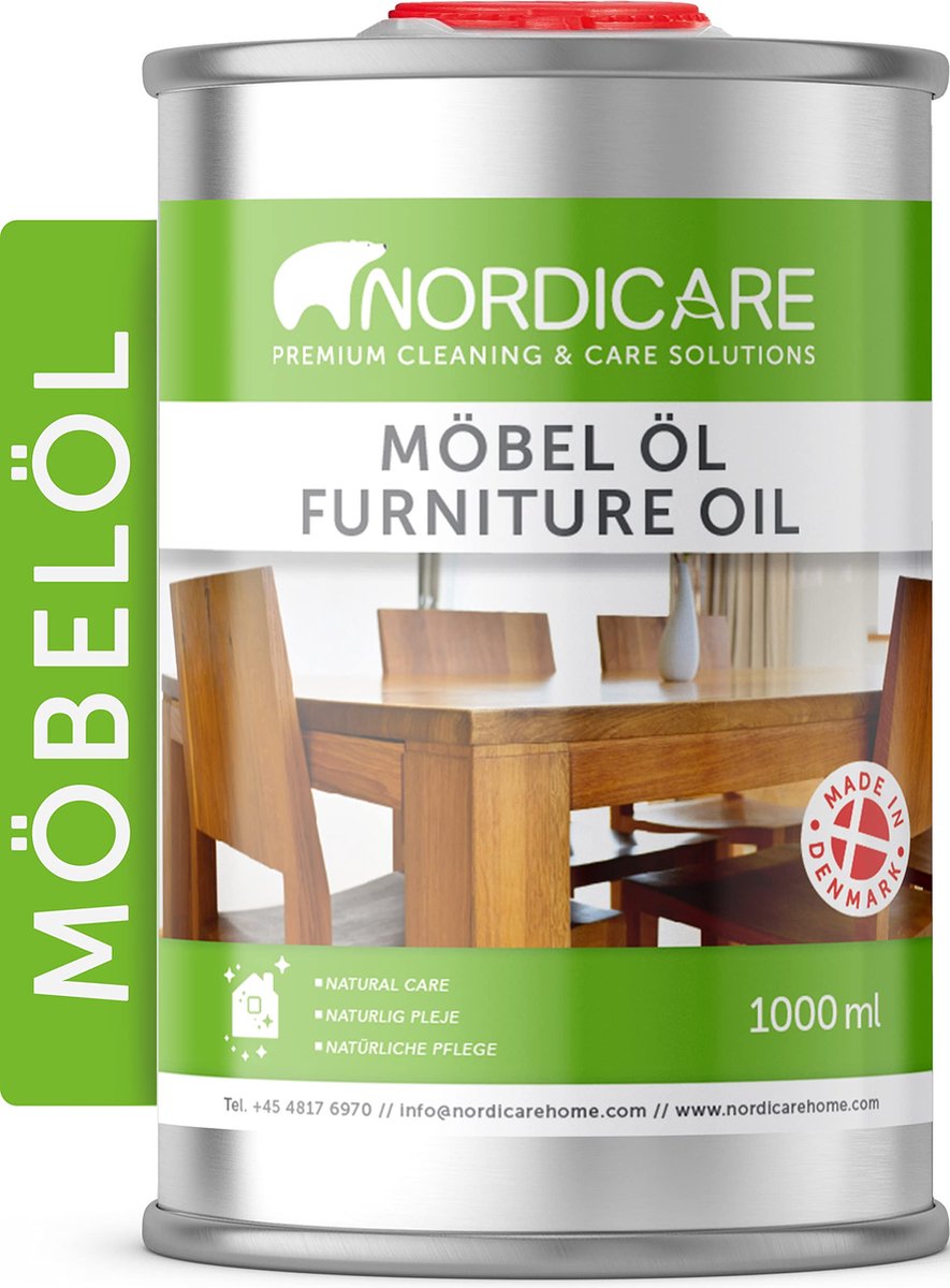 Huile pour meubles Nordicare (1l) huile pour bois d'entretien, incolore pour chêne, hêtre, noyer, mélèze - lasure pour bois à base d'huile de lin - vernis à l'huile de lin