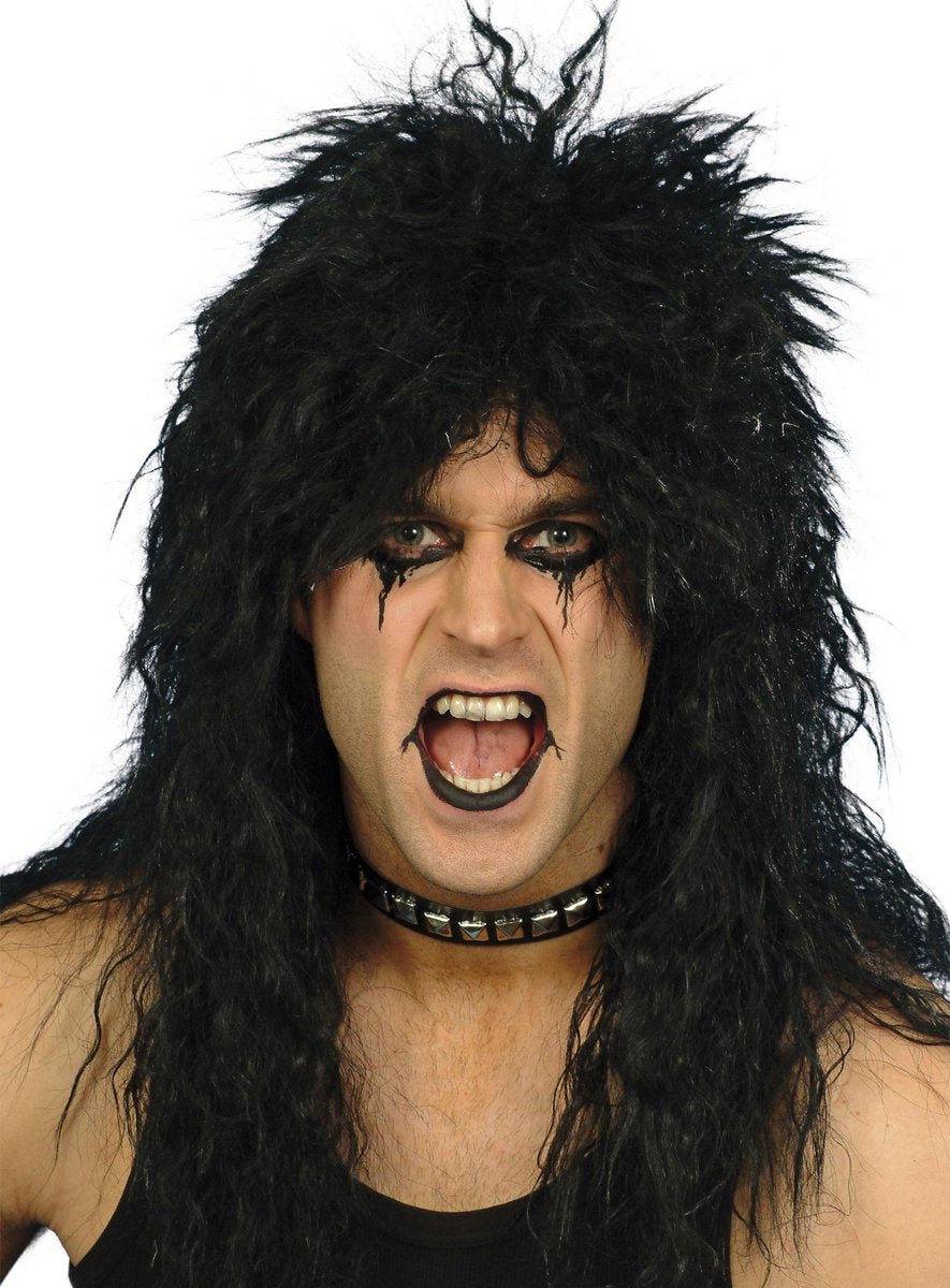 Smiffys Perruque de déguisement - Rockers - Noir - Perruque pour homme - Perruque rocker - Rockstar - Carnaval