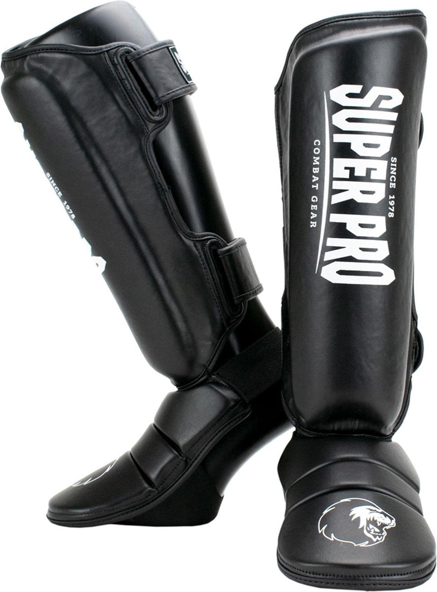Super pro combat gear scheenbeschermer protector zwart wit extra small