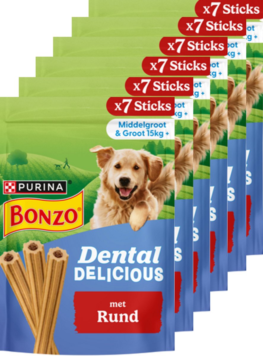 Bonzo® Dental Delicious Bonzo Dental Delicious - Snacks pour chiens au bœuf - 6 x 200 g