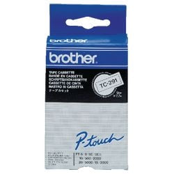Ruban à lettres brother TC291 9mm noir sur blanc laminé