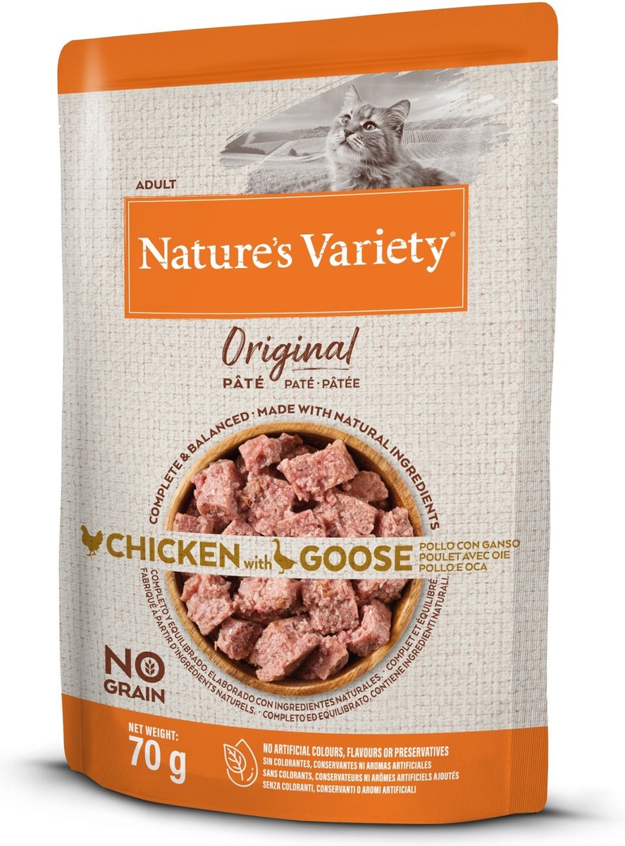Natures Variété Nature's Variété - Nourriture pour chat en sachet original au poulet et à l'oie 12 x 70 grammes.