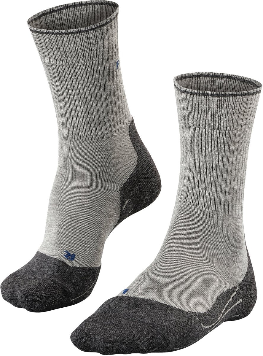 Falke tk2 explore laine soie rembourrage moyen laine matériau fonctionnel chaussettes de marche femme gris - taille 39-40