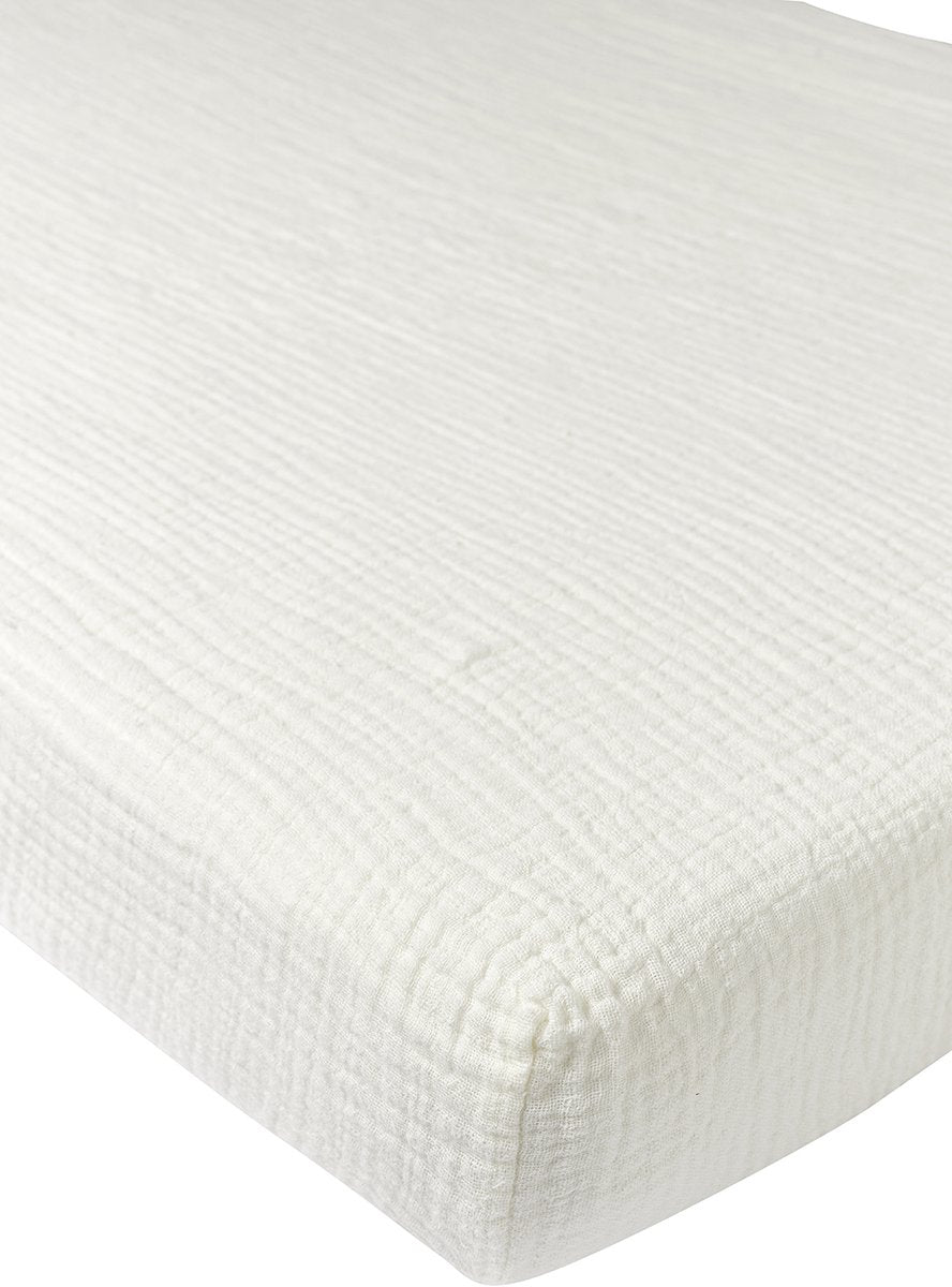 Meyco lit drap housse bébé uni - hydrophile prélavé - blanc cassé - 60x120cm