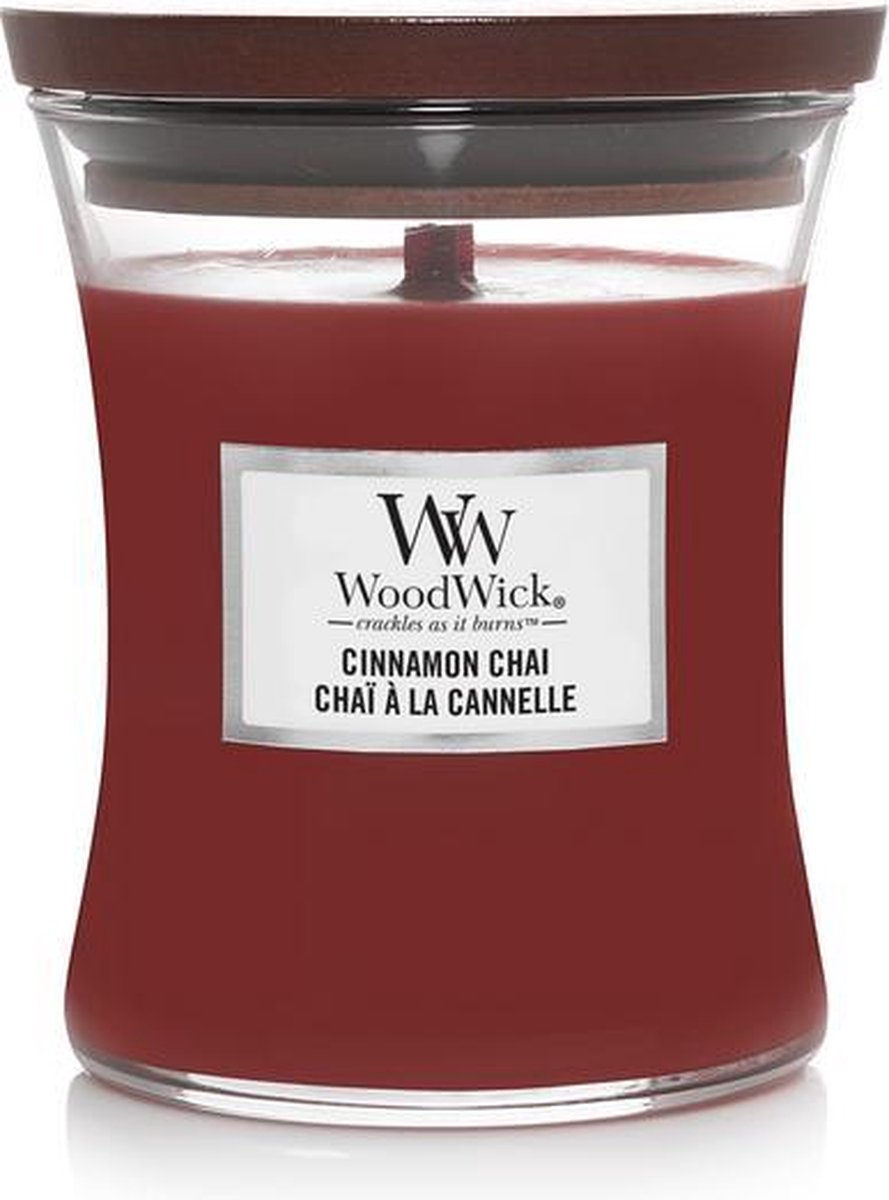 Bougie parfumée moyenne Woodwick Hourglass - Chai à la cannelle - 60 heures de combustion