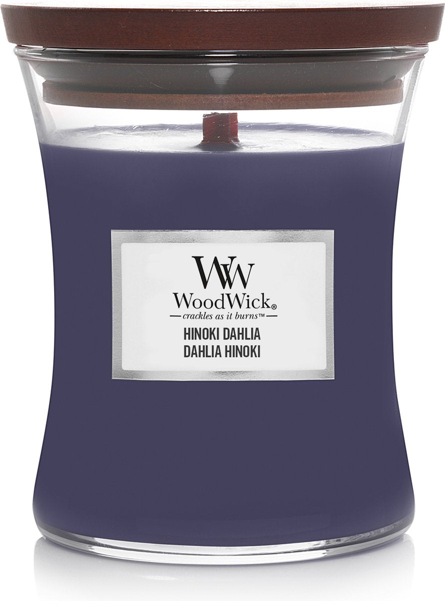 Bougie parfumée Woodwick Hourglass Medium - Hinoki Dahlia - 60 heures de combustion