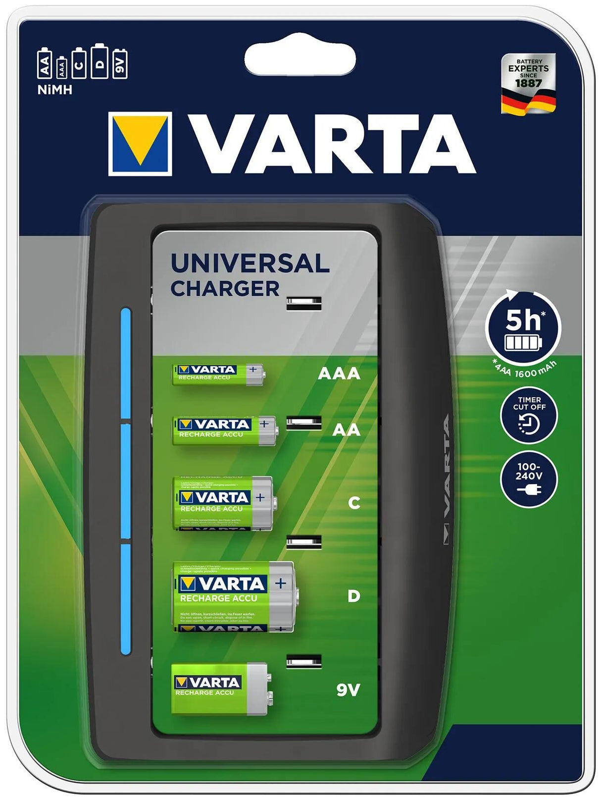 Varta chargeur lcd chargeur universel chargeur de batterie aa aaa c chargeur universel