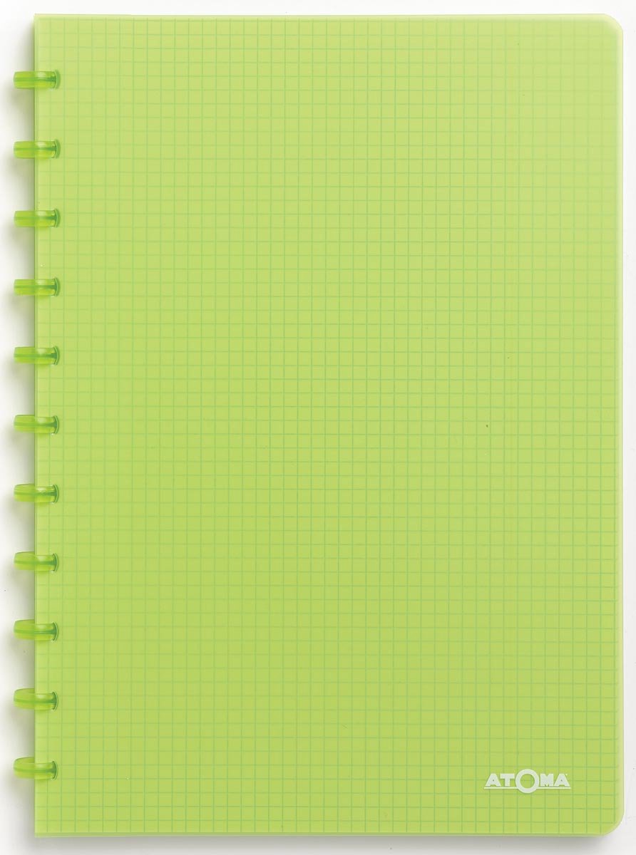 Carnet tendance Atoma - a4 - 144 pages - carreaux 5 mm - vert transparent - 1 pièce