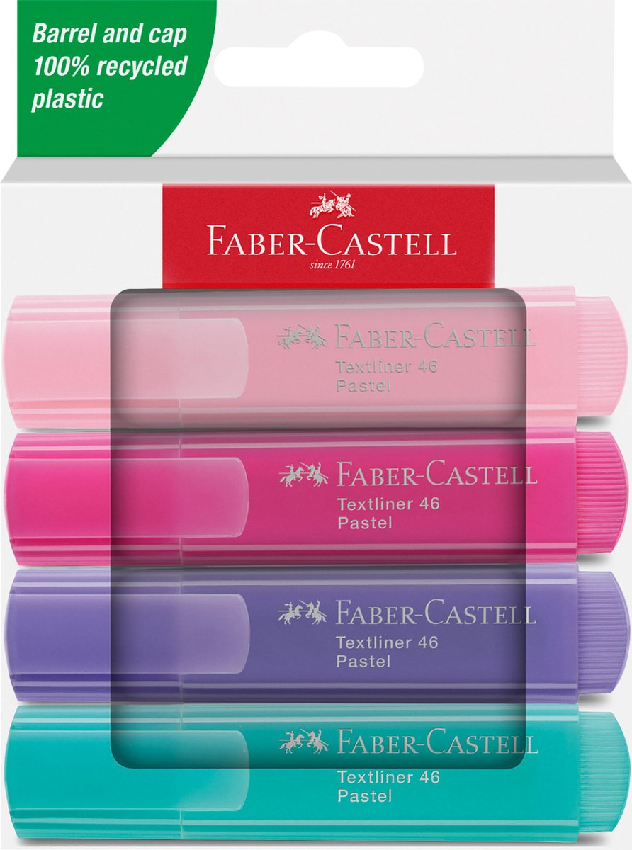 Faber-castell marqueur de texte 46 - 4 pièces - pastel - fc-254654