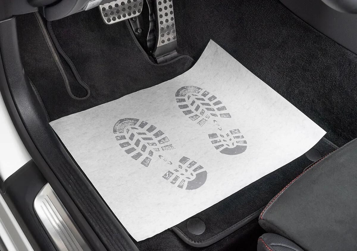 Paillasson jetable automobile Serwo en papier crêpe. protecteur de plancher 500 pièces serwo