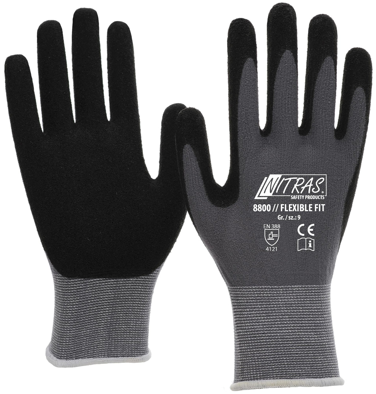 Nitras gant de sécurité en tricot fin, coupe flexible, taille 10, tricot gris sw, coupe flexible