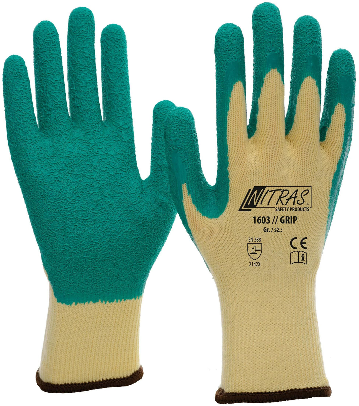 Nitras sécurité nitras gant en latex grip gant en latex taille 10 grip vert jaune