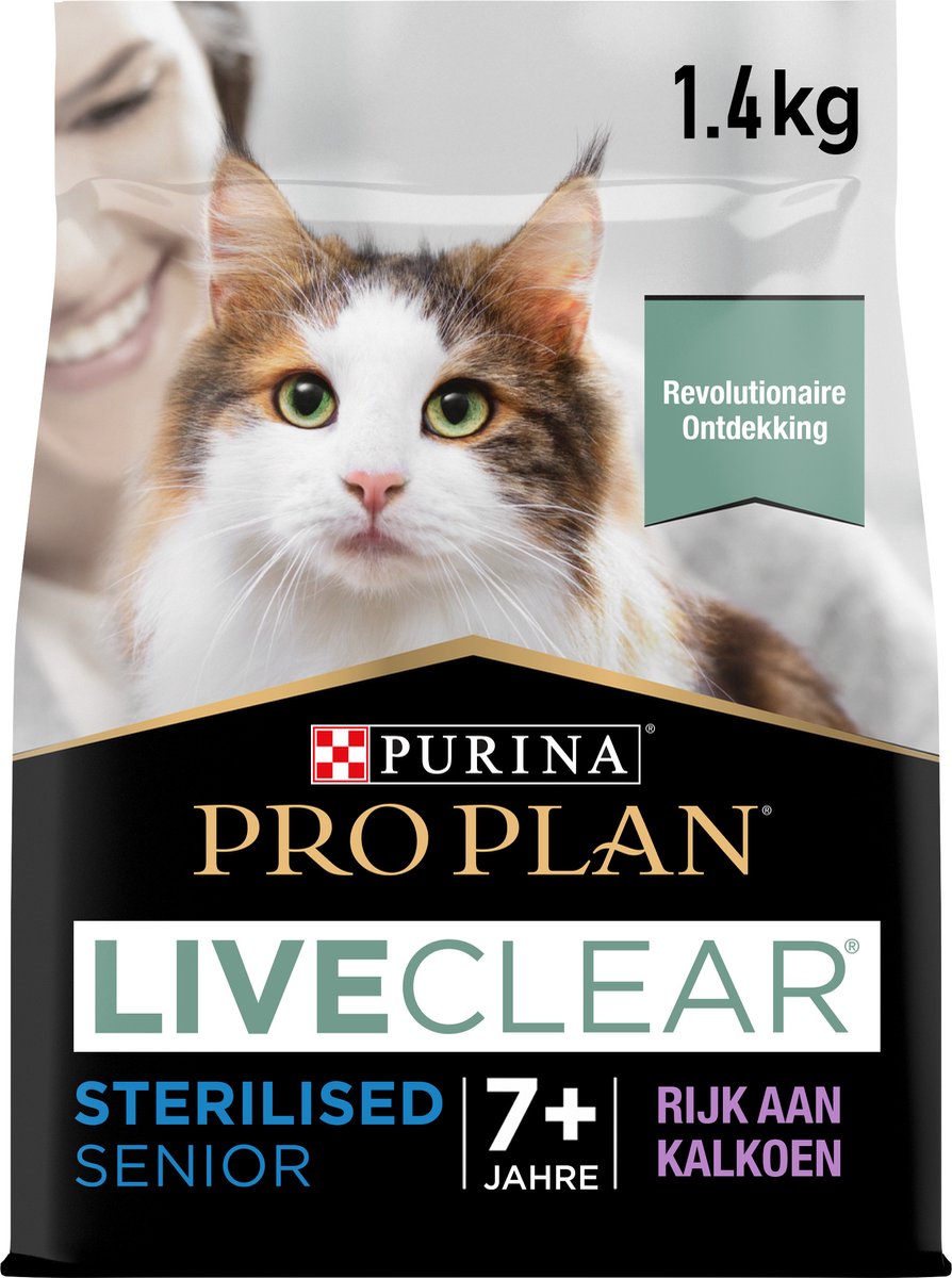 Pro plan senior liveclear - nourriture sèche pour chat - dinde - 1,4 kg