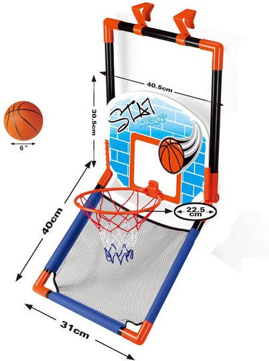 Jouets Lobbes, par exemple jouets de planche de basket Lobbes pour utilisation sur porte et debout - ensemble de basket-ball.
