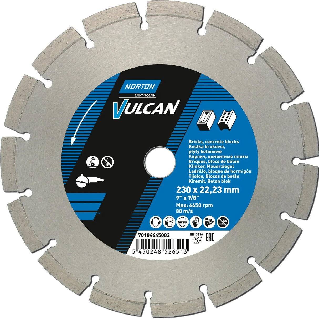 Disque à tronçonner Norton disques à tronçonner diamantés universels vulcan 230x22,23 meuleuse d'angle