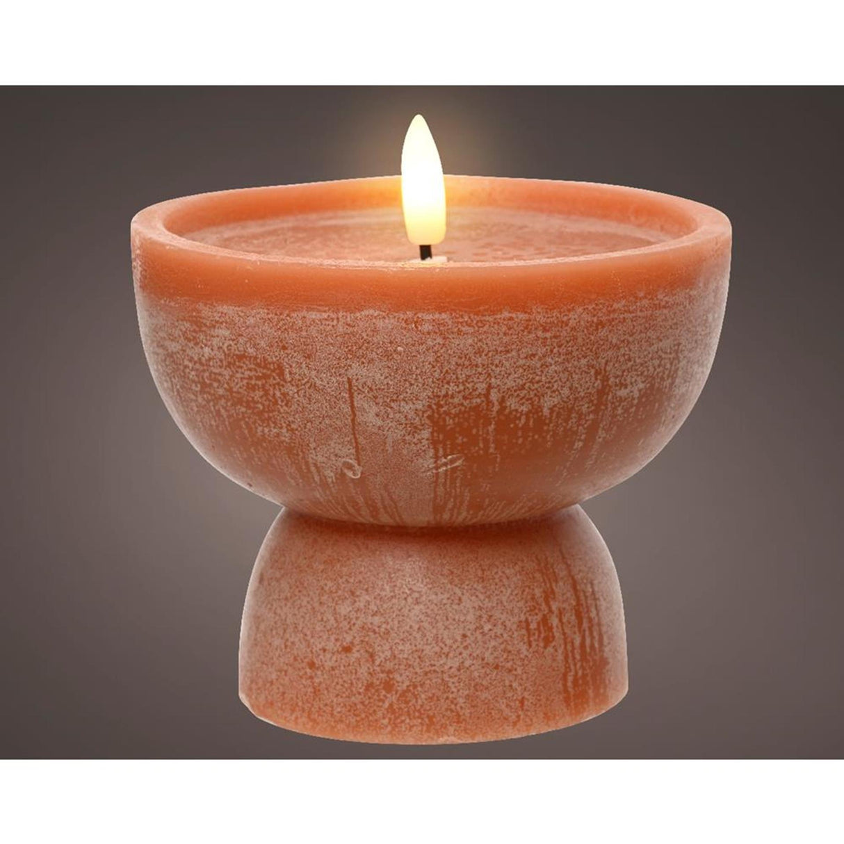 Lumineo LED bougie effet flamme vase h12,5cm terra
