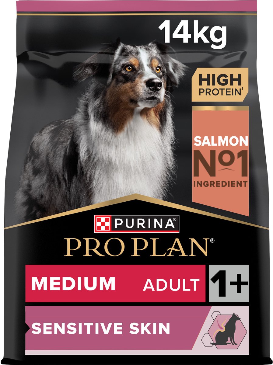 Pro plan purina peau sensible moyen adulte - nourriture pour chien - saumon - 14 kg