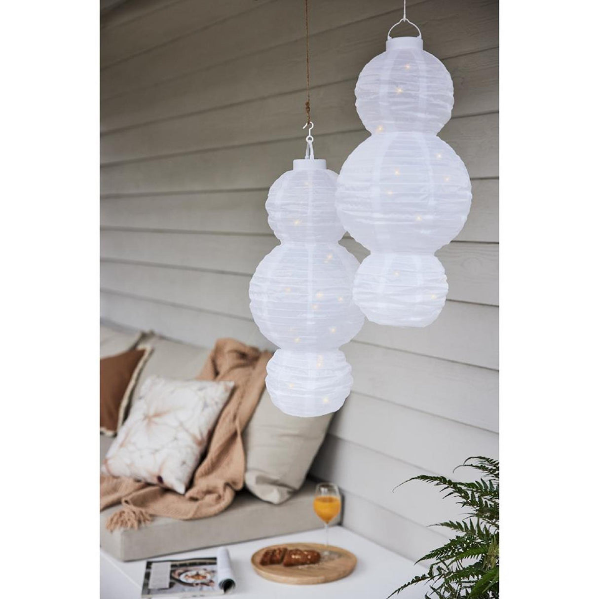 Lumineo lanterne solaire nylon 58cm blanc
